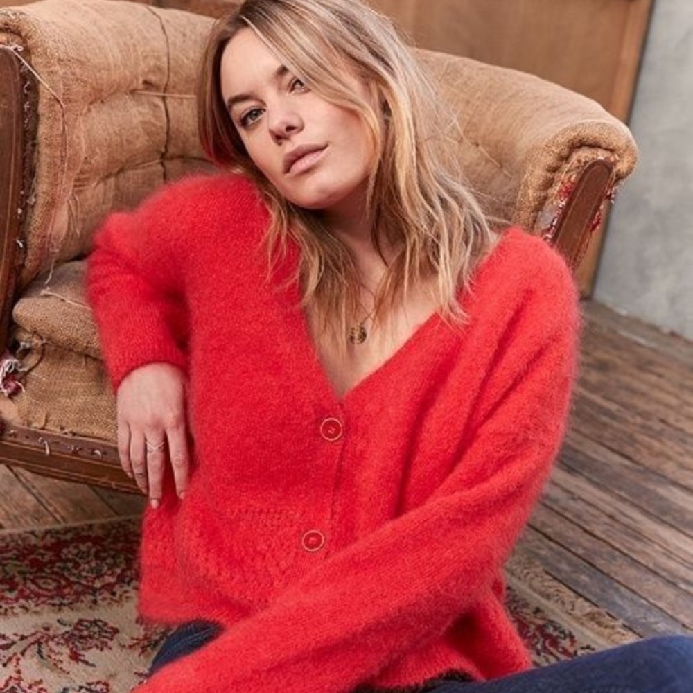Sezane amara cardigan in red size small - Picture 2 of 2